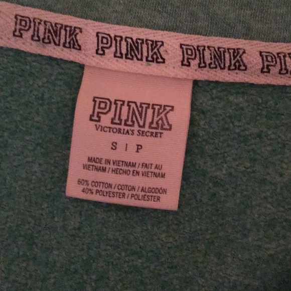 Light Green Quarter-Zip PINK Sweatshirt size small - Picture 2 of 5